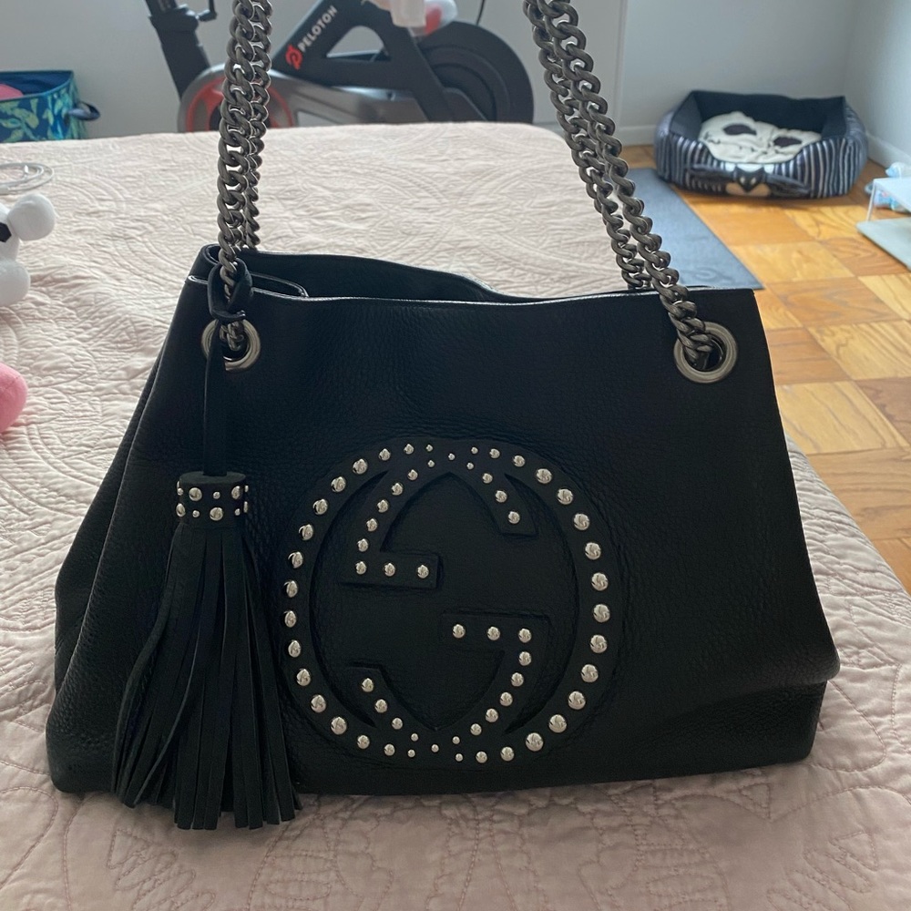Gucci studded black soho tote